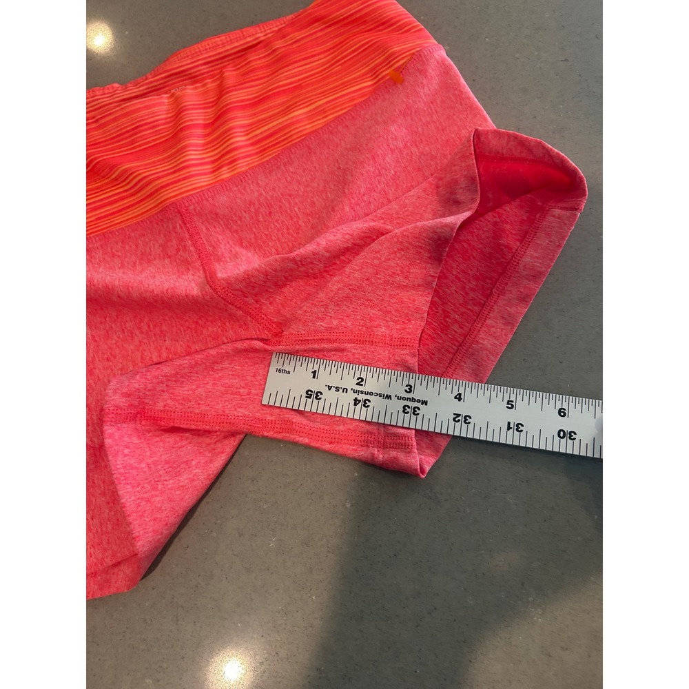 Under Armour HeatGear Fitted Athletic Shorts Pink Orange Striped Waist Womens SM - Picture 4 of 5